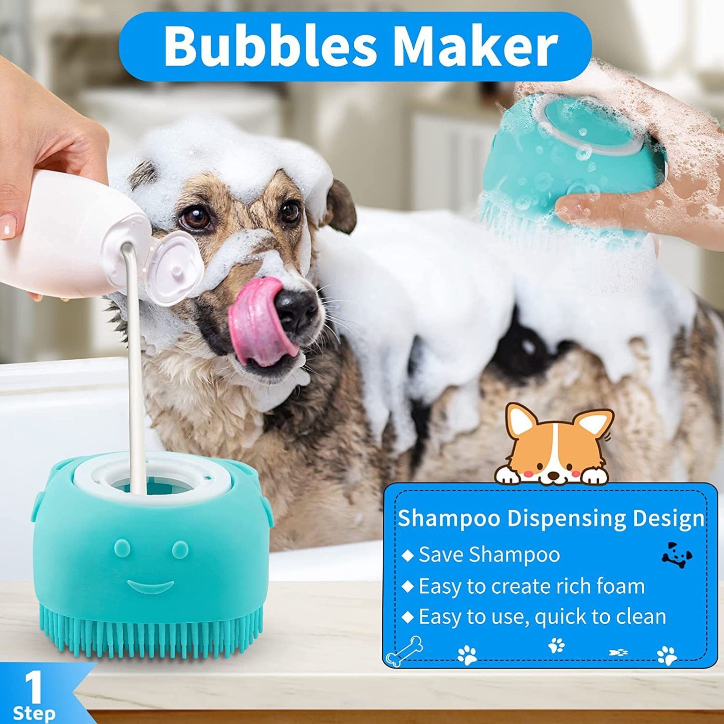 The Ultimate Dog Bathing Brush Set with Adjustable Strap